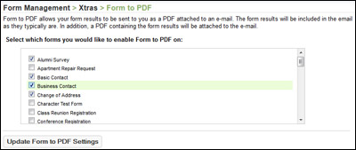 Configure Form to PDF
